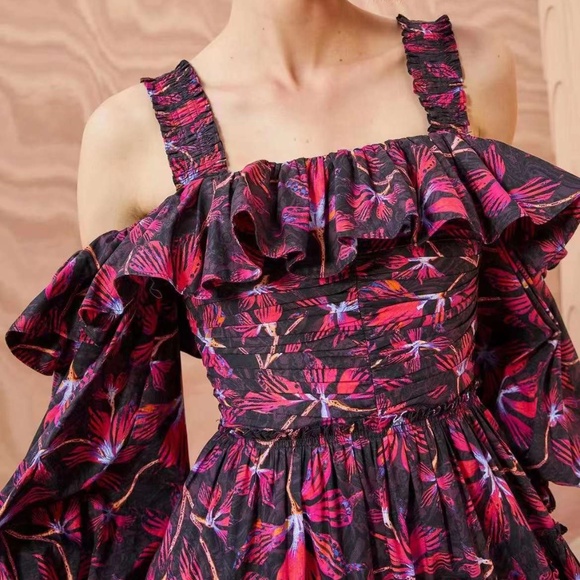 ULLA JOHNSON off the shoulder Caprice Midi Dress - Picture 2 of 12